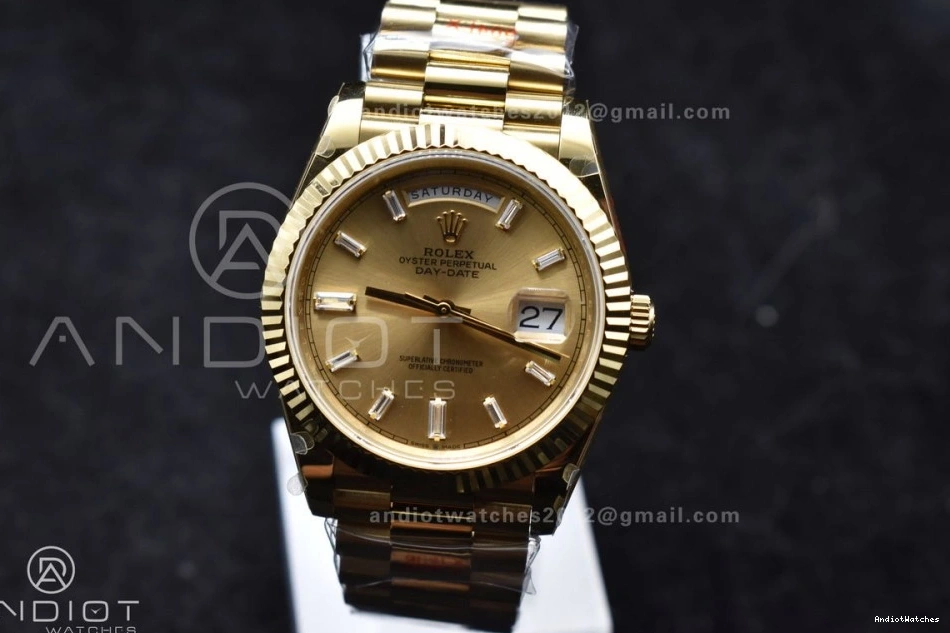 Bracelet 723 GMF GoAnywhere Gold V Diamond YG DayDate 904L Weight On A3255 Markers 40 Steel Gain Dial President 0201